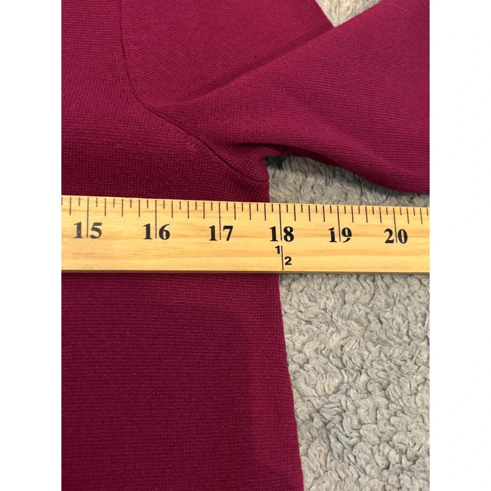 Ann Taylor Maroon Burgundy Long Bell Sleeve Heavy Knit Pullover Top Size Medium